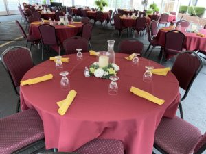 A table set up for a graduation party.